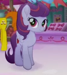 Size: 240x270 | Tagged: safe, derpibooru import, screencap, carrot cake, winter morning, earth pony, pony, my little pony: the movie, background pony, bowtie, cropped, cute, female, friendship festival, male, mare, market, solo focus, stallion