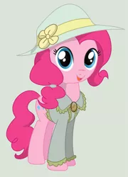 Size: 2285x3179 | Tagged: safe, artist:madmax, artist:scarletlightning565, derpibooru import, pinkie pie, earth pony, pony, fallout equestria, fanfic, alternate hairstyle, clothes, cute, diapinkes, fanfic art, female, hat, hooves, mare, ministry mares, ministry of morale, open mouth, smiling, solo