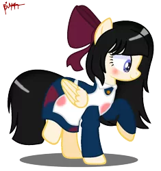 Size: 972x1032 | Tagged: safe, artist:crazyaya, artist:xxkawailloverchanxx, derpibooru import, ponified, pegasus, pony, aya drevis, base used, crossover, female, mad father, mare