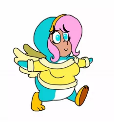 Size: 1184x1265 | Tagged: safe, artist:cailauniverse, derpibooru import, fluttershy, bird, human, penguin, equestria girls, clothes, crossover, new super mario bros. wii, nintendo, penguin suit, power-up, super mario bros., wings
