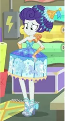 Size: 517x960 | Tagged: safe, derpibooru import, edit, screencap, rarity, equestria girls, equestria girls series, rollercoaster of friendship, alternate hairstyle, bare shoulders, carousel dress, clothes, cropped, dress, feet, high heels, nail polish, sandals, shoes, solo, toenail polish, toenails