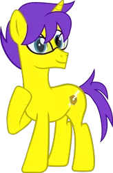 Size: 1304x1993 | Tagged: safe, artist:warszak, derpibooru import, oc, oc:orion galaxy, pony, unicorn, glasses, male, offspring, parent:flash sentry, parent:sci-twi, parent:twilight sparkle, parents:flashlight, simple background, stallion, transparent background, vector