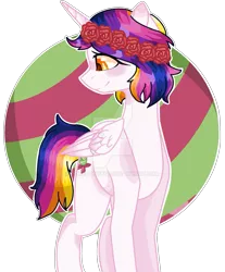 Size: 813x983 | Tagged: safe, artist:pokeponyeq, derpibooru import, oc, oc:celentina, alicorn, pony, base used, female, floral head wreath, flower, mare, solo