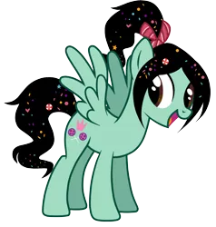 Size: 1728x1813 | Tagged: safe, artist:theodoresfan, derpibooru import, ponified, pegasus, pony, crossover, simple background, solo, transparent background, vanellope von schweetz, wreck-it ralph