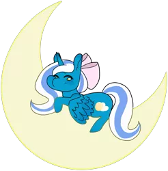 Size: 887x901 | Tagged: safe, artist:loukiw, derpibooru import, oc, oc:fleurbelle, alicorn, pony, alicorn oc, bow, crescent moon, female, hair bow, horn, laying on stomach, mare, moon, simple background, transparent background, wings, yellow eyes