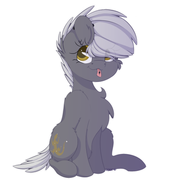 Size: 861x929 | Tagged: safe, artist:ezzerie, deleted from derpibooru, derpibooru import, oc, oc:ezzerie, unofficial characters only, earth pony, pony, :p, chest fluff, digital, piercing, short mane, simple background, sitting, solo, tongue out, transparent background