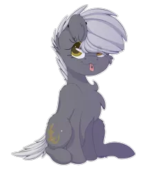 Size: 861x929 | Tagged: safe, artist:ezzerie, deleted from derpibooru, derpibooru import, oc, oc:ezzerie, unofficial characters only, earth pony, pony, :p, chest fluff, digital, piercing, short mane, simple background, sitting, solo, tongue out, transparent background