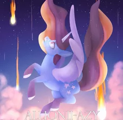 Size: 905x883 | Tagged: safe, artist:allionii-azy, derpibooru import, oc, oc:jenova, unofficial characters only, alicorn, pony, alicorn oc, coat markings, cutie mark, ethereal mane, falling, female, freckles, horn, mare, meteor, meteor shower, solo, starry mane, stars, wings