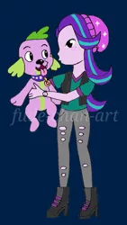 Size: 733x1304 | Tagged: safe, artist:fude-chan-art, derpibooru import, spike, spike the regular dog, starlight glimmer, dog, equestria girls, bestiality, female, fetish, interspecies, kissing, male, shipping, sparlight, straight, zoophilia