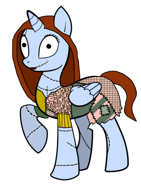 Size: 550x730 | Tagged: safe, artist:strawberrysoulreaper, artist:z3p0chicken, derpibooru import, ponified, alicorn, pony, base used, crossover, sally, the nightmare before christmas