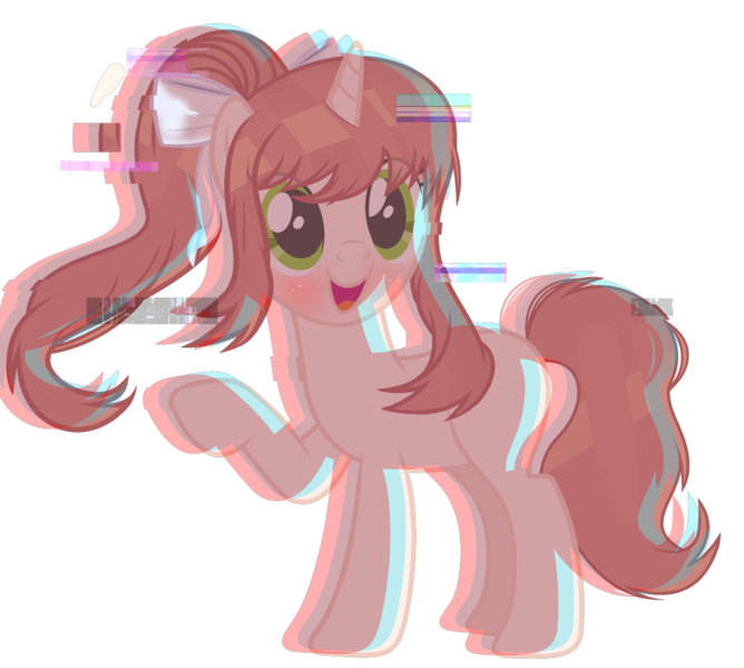 Size: 1024x920 | Tagged: safe, artist:dreamybae, artist:xmelodyskyx, derpibooru import, ponified, pony, unicorn, base used, crossover, dating sim, doki doki literature club, error, female, game, glitch, just monika, looking at you, monika, smiling, vector, video game, visual novel, waifu