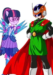 Size: 466x658 | Tagged: safe, derpibooru import, sci-twi, twilight sparkle, equestria girls, crossover, crossover shipping, crystal guardian, crystal wings, dragon ball z, female, gohan, great saiyaman, male, ponied up, shipping, straight, twihan, wings