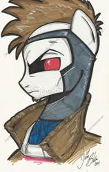 Size: 711x1123 | Tagged: safe, artist:ponygoddess, derpibooru import, wild card, ponified, earth pony, pony, anti-hero, black sclera, crossover, gambit, red pupils, serious, serious face, solo, traditional art, x-men