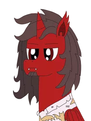 Size: 2448x3264 | Tagged: safe, artist:supahdonarudo, derpibooru import, oc, oc:ironyoshi, unofficial characters only, bat pony, pony, bat ponified, clothes, fangs, ironbatty, messy mane, race swap, simple background, torn clothes, transparent background, unamused