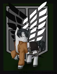 Size: 430x550 | Tagged: safe, artist:fancyhatching, derpibooru import, ponified, pony, attack on titan, crossover, levi ackerman, rivaille