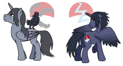 Size: 1216x657 | Tagged: safe, artist:sandy--apples, derpibooru import, ponified, alicorn, pony, crossover, naruto, simple background, transparent background, uchiha itachi, uchiha sasuke