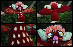 Size: 3264x2097 | Tagged: bat, derpibooru import, floral head wreath, flower, food, for sale, fruit bat, irl, photo, plushie, safe, smiling, strawberry