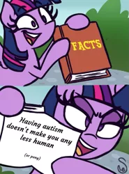 Size: 561x760 | Tagged: safe, artist:quarium edits, derpibooru import, edit, twilight sparkle, twilight sparkle (alicorn), alicorn, pony, autism, autism awareness, captain obvious, ed edd n eddy, exploitable meme, facts, image macro, meme, mouthpiece, op is right, op is right you know, positive ponies, solo, twilight's fact book