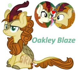 Size: 927x862 | Tagged: artist:superrosey16, autumn afternoon, autumn blaze, derpibooru import, kirin, oc, oc:oakley blaze, offspring, parent:autumn afternoon, parent:autumn blaze, safe, simple background, transparent background