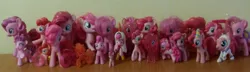 Size: 2288x656 | Tagged: safe, derpibooru import, fili-second, pinkie pie, pony, too many pinkie pies, blind bag, brushable, burger king toys, friendship is magic collection, gift set, kinder egg, magazine figure, mcdonald's happy meal toys, multeity, photo, power ponies, too much pink energy is dangerous, toy