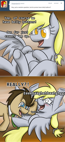 Size: 600x1302 | Tagged: safe, artist:doctor-whooves-with-a-fez, derpibooru import, derpy hooves, doctor whooves, time turner, pony, lovestruck derpy, ask, tickling, tumblr