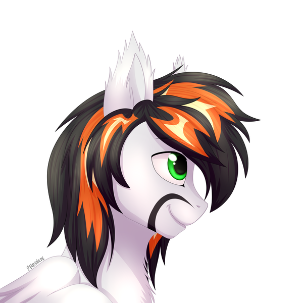 Size: 3500x3500 | Tagged: safe, artist:starshade, derpibooru import, oc, oc:needed, unnamed oc, unofficial characters only, pegasus, pony, bust, commission, male, portrait, simple background, smiling, solo, white background, ych result, your character here