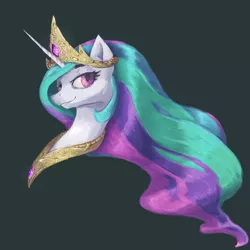 Size: 2894x2894 | Tagged: safe, artist:thatfriendlysomeone, derpibooru import, princess celestia, pony, black background, bust, collar, crown, female, high res, jewelry, mare, necklace, portrait, regalia, simple background, solo, tiara