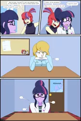 Size: 1500x2250 | Tagged: safe, artist:jase1505, deleted from derpibooru, derpibooru import, moondancer, prince blueblood, sci-twi, twilight sparkle, human, series:sunlight horizons, equestria girls, comic, equestria girls-ified, female, humanized, male, moonblood, shipping, straight