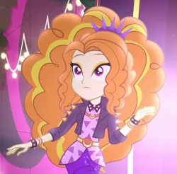 Size: 1010x993 | Tagged: safe, derpibooru import, screencap, adagio dazzle, equestria girls, equestria girls series, find the magic, spoiler:eqg series (season 2), adoragio, bracelet, clothes, cropped, cute, female, jacket, jewelry, leather jacket, shorts, solo, spiked headband, spiked wristband, wristband