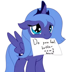 Size: 1772x1636 | Tagged: safe, artist:ardonsword, derpibooru import, princess luna, alicorn, pony, cute, female, filly, lunabetes, mouth hold, s1 luna, sign, simple background, solo, transparent background, woona, younger