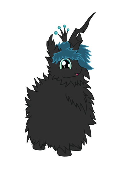 Size: 1101x1501 | Tagged: safe, artist:ardonsword, derpibooru import, queen chrysalis, oc, oc:fluffle puff, :3, fluffy, fluffy changeling, fusion, simple background, solo, tongue out, transparent background
