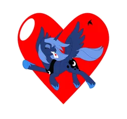 Size: 2733x2565 | Tagged: safe, artist:ardonsword, derpibooru import, princess luna, alicorn, pony, eyes closed, female, happy, heart, holiday, mare, needs more saturation, s1 luna, simple background, solo, transparent background, valentine, valentine's day