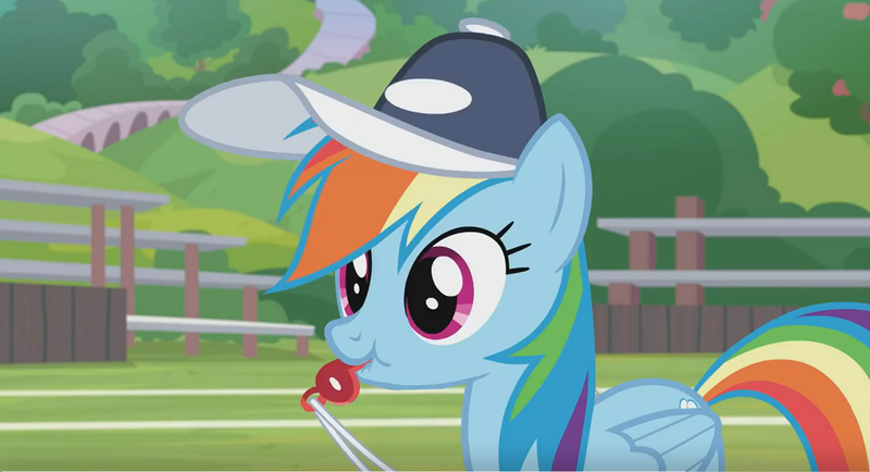 Size: 1581x857 | Tagged: safe, derpibooru import, screencap, rainbow dash, pegasus, pony, 2 4 6 greaaat, blowing whistle, coach, coach rainbow dash, coaching cap, cute, dashabetes, female, mare, mouth hold, puffy cheeks, rainblow dash, rainbow dashs coaching whistle, scrunchy face, solo, that pony sure does love whistles, whistle, whistle necklace