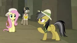 Size: 1920x1080 | Tagged: safe, derpibooru import, screencap, daring do, doctor caballeron, fluttershy, pony, daring doubt, hat, truth talisman