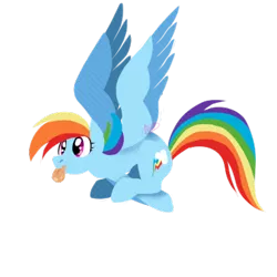 Size: 380x380 | Tagged: safe, artist:dragonfruitdarigan, derpibooru import, edit, rainbow dash, pegasus, pony, cropped, cutie mark, female, flying, lineless, majestic as fuck, mare, silly, simple background, solo, spread wings, tongue out, transparent background, wings
