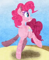 Size: 650x800 | Tagged: safe, artist:dragonfruitdarigan, derpibooru import, part of a set, pinkie pie, earth pony, pony, abstract background, cute, cutie mark, diapinkes, female, mare, profile, redraw, smiling, solo