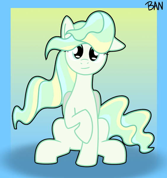 Size: 1510x1609 | Tagged: safe, artist:banquo0, derpibooru import, vapor trail, pegasus, pony, female, gradient background, looking at you, mare, raised hoof, signature, sitting, smiling, solo