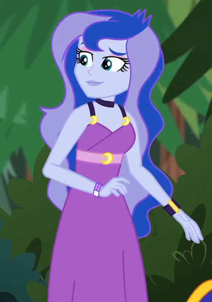 Size: 694x990 | Tagged: safe, derpibooru import, screencap, princess luna, equestria girls, equestria girls series, the road less scheduled, the road less scheduled: celestia, spoiler:choose your own ending (season 2), spoiler:eqg series (season 2), bracelet, clothes, cropped, dress, female, jewelry, outdoors, sleeveless, solo focus, vice principal luna