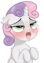 Size: 1600x2300 | Tagged: suggestive, artist:thepianistmare, derpibooru import, sweetie belle, pony, unicorn, ahegao, blushing, commission, drool, female, filly, implied foalcon, open mouth, orgasm, simple background, tongue out, transparent background