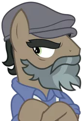 Size: 2579x3771 | Tagged: safe, artist:sketchmcreations, derpibooru import, doctor caballeron, pony, daring doubt, clothes, crossed arms, disgruntled, disguise, fake beard, groom q.q. martingale, hat, male, shirt, simple background, stallion, transparent background, vector