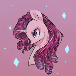 Size: 500x500 | Tagged: safe, artist:rumbletree6, derpibooru import, rarity, pony, unicorn, bust, diamond, female, mare, portrait, profile, purple background, simple background, solo