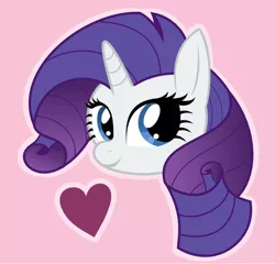 Size: 604x579 | Tagged: safe, artist:giantsquidie, derpibooru import, rarity, pony, unicorn, bust, cute, female, head only, heart, mare, pink background, portrait, raribetes, simple background, solo