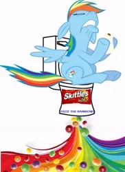 Size: 459x630 | Tagged: safe, derpibooru import, rainbow dash, pegasus, pony, 4chan, but why, candy, cringe comedy, food, skittles, solo, taste the rainbow, toilet, toilet paper, toilet paper roll