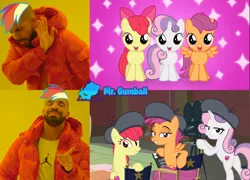 Size: 2500x1800 | Tagged: apple bloom, cutie mark, cutie mark crusaders, derpibooru import, edit, edited screencap, editor:mr. gumball, growing up is hard to do, hotline bling, meme, older, older apple bloom, older cmc, older scootaloo, older sweetie belle, safe, scootaloo, screencap, sweetie belle, the cmc's cutie marks