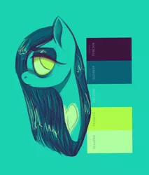 Size: 1700x2000 | Tagged: safe, artist:hippykat13, derpibooru import, oc, pony, chest marking, color palette, color palette challenge, eyeshadow, heart mark, limited palette, makeup, not pinkamena, sad, solo