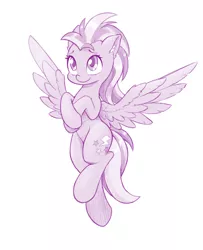 Size: 1040x1280 | Tagged: safe, artist:dstears, derpibooru import, lightning dust, pegasus, pony, cute, dustabetes, ear fluff, female, mare, monochrome, simple background, solo, spread wings, white background, wings