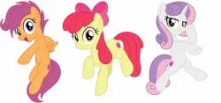 Size: 1204x564 | Tagged: safe, artist:jhayarr23, derpibooru import, edit, editor:thomasfan45, apple bloom, scootaloo, sweetie belle, earth pony, pegasus, pony, unicorn, growing up is hard to do, adorabloom, bipedal, cute, cutealoo, cutie mark crusaders, diasweetes, grown up cmc, lidded eyes, older, older apple bloom, older cmc, older scootaloo, older sweetie belle, show accurate, simple background, vector, white background