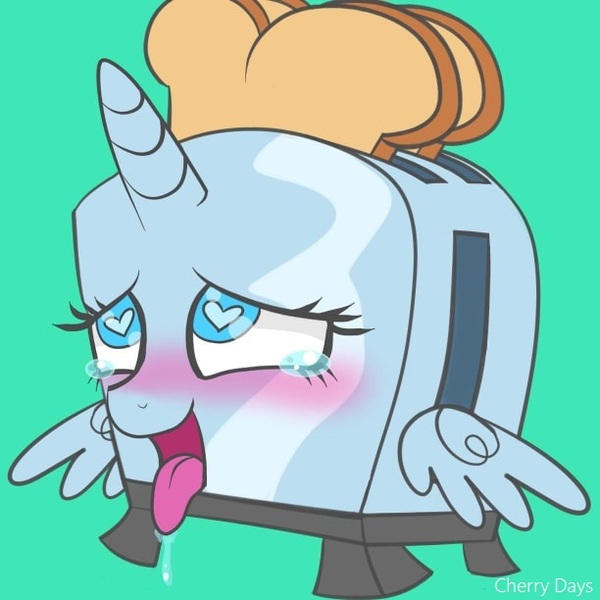 Size: 612x612 | Tagged: suggestive, artist:cherry days, derpibooru import, oc, oc:seventhelement, unofficial characters only, alicorn, pony, adorable face, ahegao, blue eyes, blushing, bread, commission, crying, cute, drool, eyelashes, food, heart eyes, horn, i can't believe it's not badumsquish, meme, musician, non-pony oc, open mouth, orgasm, simple background, solo, teary eyes, toaster, tongue out, wat, wingding eyes, wings, ych result