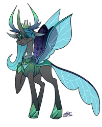 Size: 1920x2397 | Tagged: safe, artist:sakishithewolf, derpibooru import, queen chrysalis, changedling, changeling, changeling queen, a better ending for chrysalis, changedling queen, crown, female, glasses, hoof shoes, jewelry, peytral, purified chrysalis, raised hoof, regalia, signature, simple background, solo, surprised, transparent background