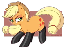 Size: 2400x1800 | Tagged: safe, artist:notenoughapples, derpibooru import, applejack, earth pony, pony, somepony to watch over me, boots, clothes, female, fireproof boots, grin, mare, shoes, simple background, smiling, solo, transparent background